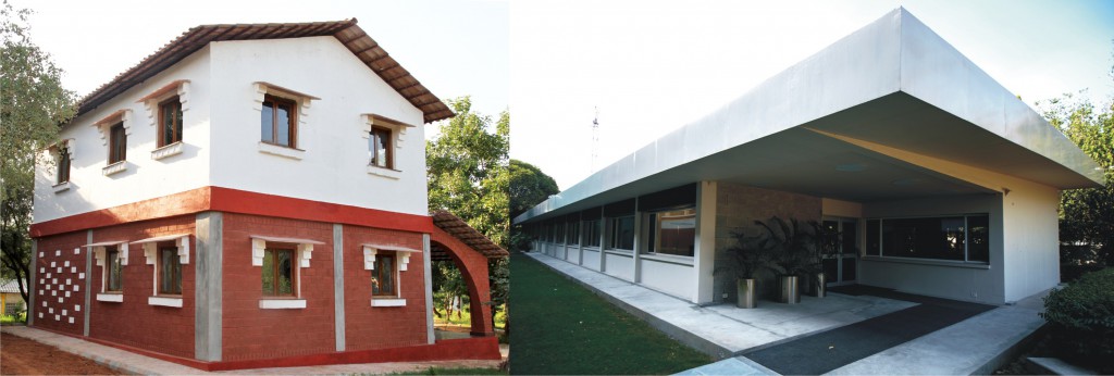 TARAgram Orchha Office building and the SDC building at Swiss Embassy made from low carbon cement based building materials